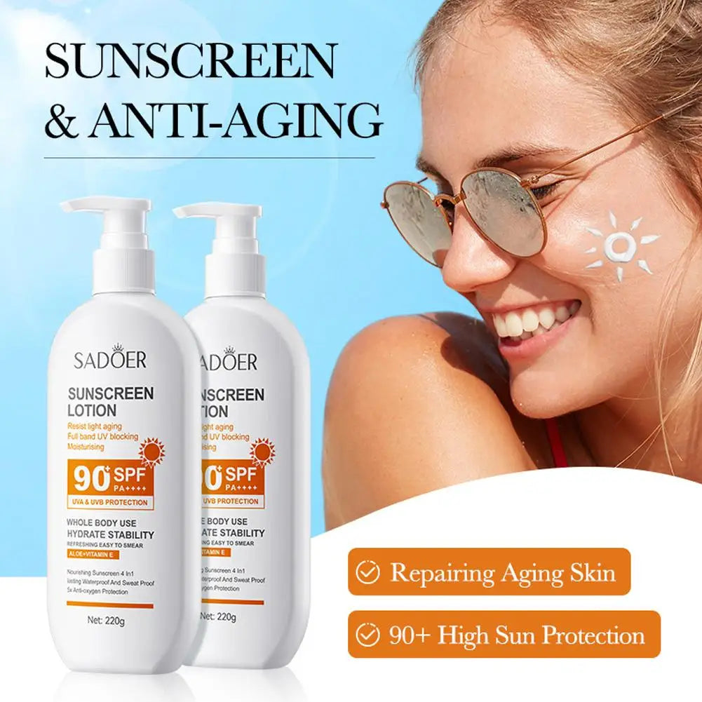 SPF90 PA+++ UVA/UVB sun protection for whole body Anti-aging Refreshing Sunscreen Aloe vitamin E UV Protection sun block