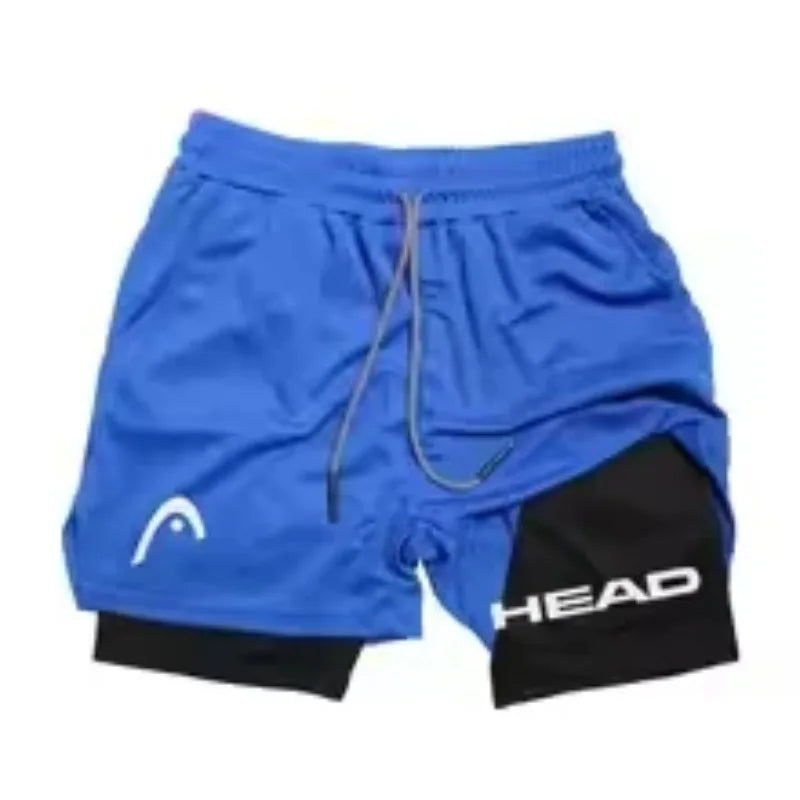 Running Shorts Men Fitness Gym Training 2-in-1 Sports Compression Fashion Quick Dry Workout Harajuku Jogging Double Deck Summer