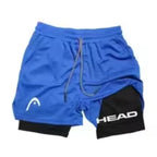 Running Shorts Men Fitness Gym Training 2-in-1 Sports Compression Fashion Quick Dry Workout Harajuku Jogging Double Deck Summer