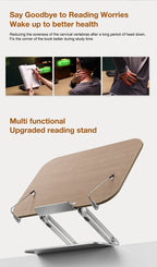 FORZOLA 360° Rotating Walnut Wood Reading Stand Student Reading Desktop Foldable Holder Book Ipad Tablet Notebook Laptop Bracket