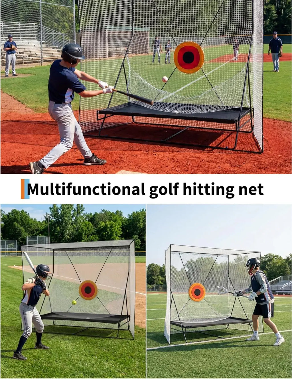 12x9Ft Golf Practice Cage Net Set with Metal Frame & Carry Bag Foldable Easy Setup Practice Nets for Indoor/Outdoor Training