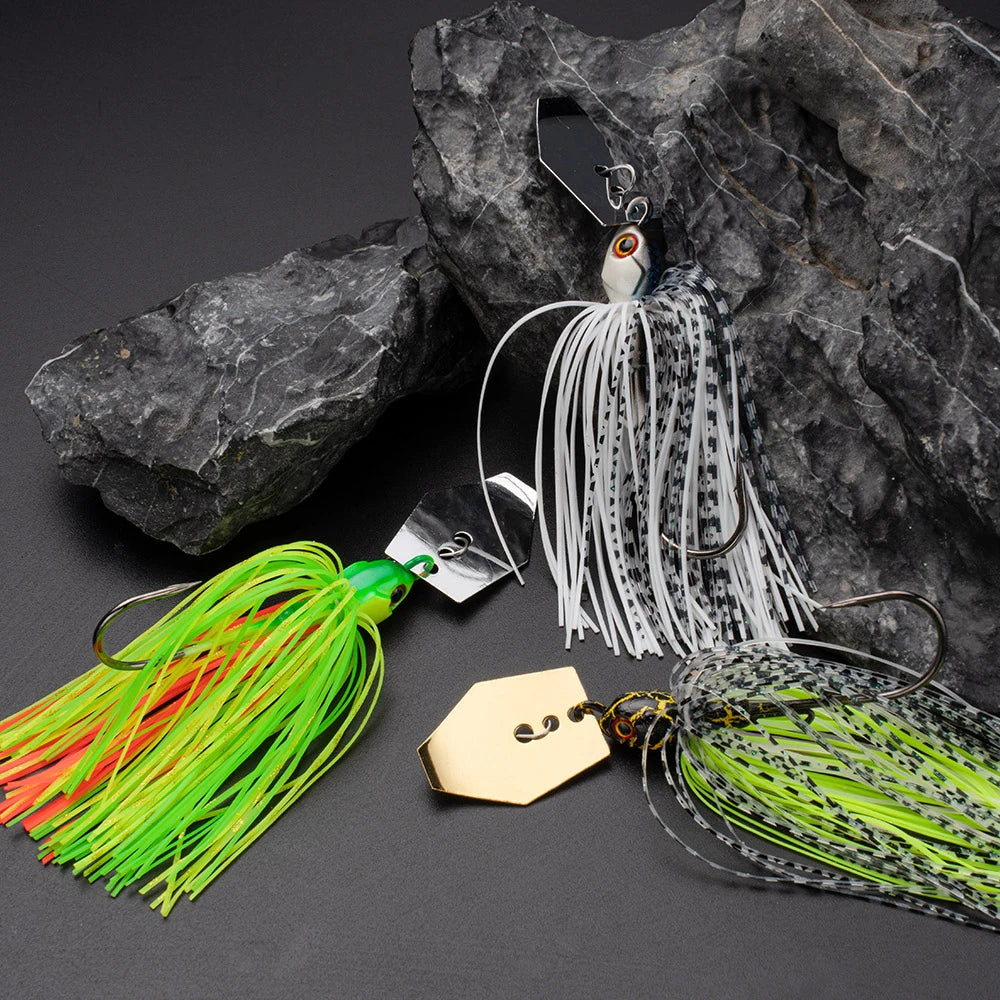 Spinner Bait 7g/9g/12g/14g/21g Fishing Lures Kit Set Pesca Chatter Weedless Metal Blade Rubber Jig Head Hook Wire Spinnerbait