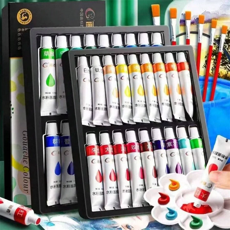 Acrylic paint set, 36 colors, each bottle 0.41 fluid ounces (12 ml), 36-color acrylic paints, non-fading, rich in color, suitabl