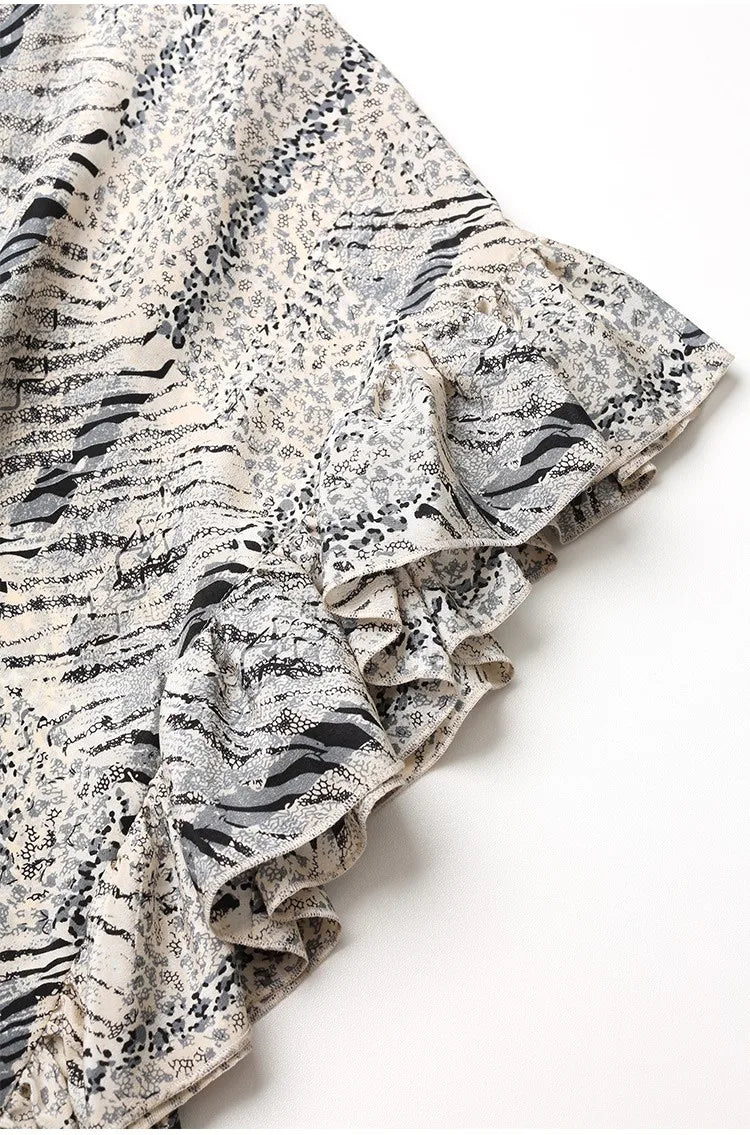 Animal Fiber Fabric~ Casual Dress for Women, Ruffled Silk Dress, Designer Niche Silk Long Dress, New Women's Fashion