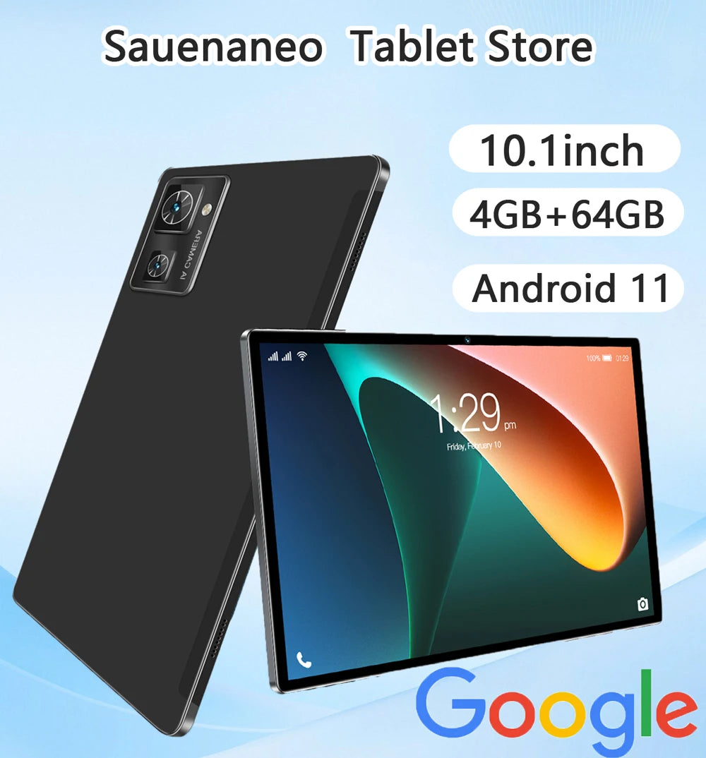 Sauenaneo PC Tablet 4GB RAM  64GB ROM (1TB Expansion) Supports Google Office Dual SIM Cards Dual cameras Android 11 Ürün ana görseli
