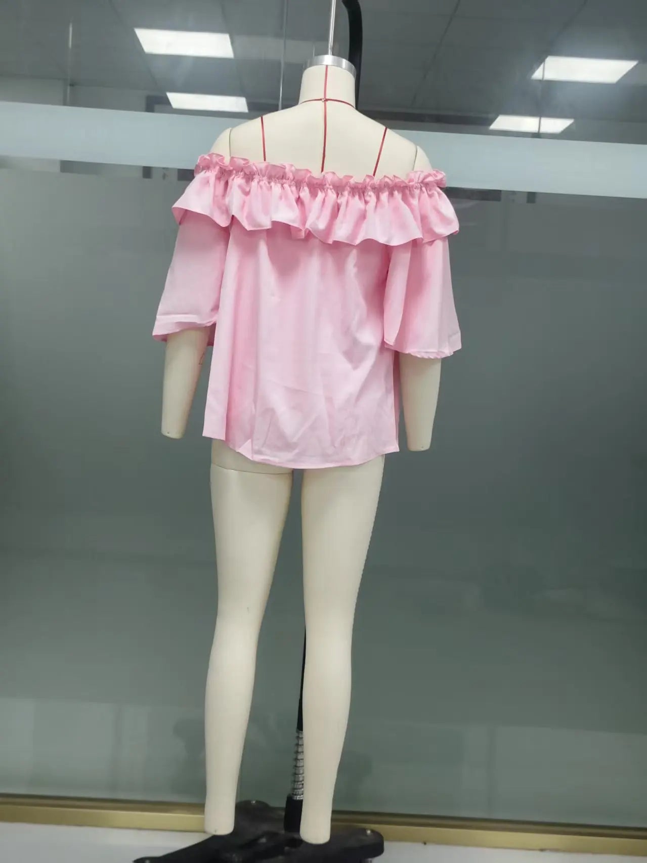 Fashion Ruffled Sexy One Shoulder Women's Short Sleeve Shirt Summer New Casual Loose Tops Female Elegant Versatile Office Shirt