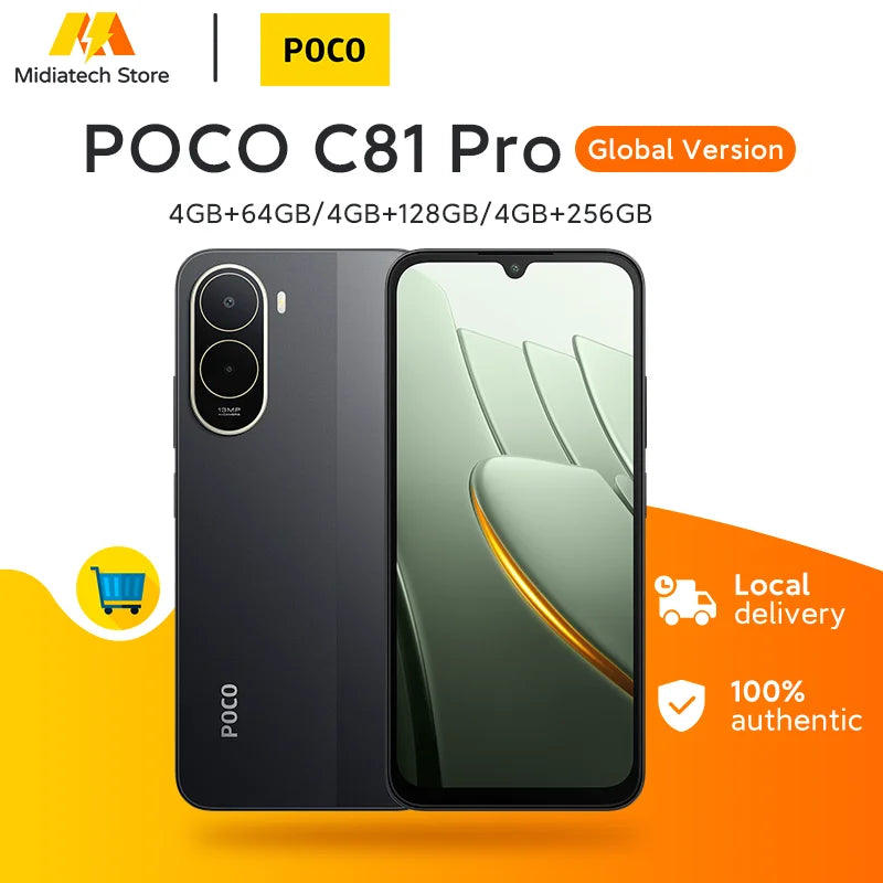 Global Version POCO C81 Pro Smartphone 6000mAh(typ) Battery 15W Charge 6.9" 120Hz LCD Display 13MP Camera NFC POCO Cellphone Ürün ana görseli