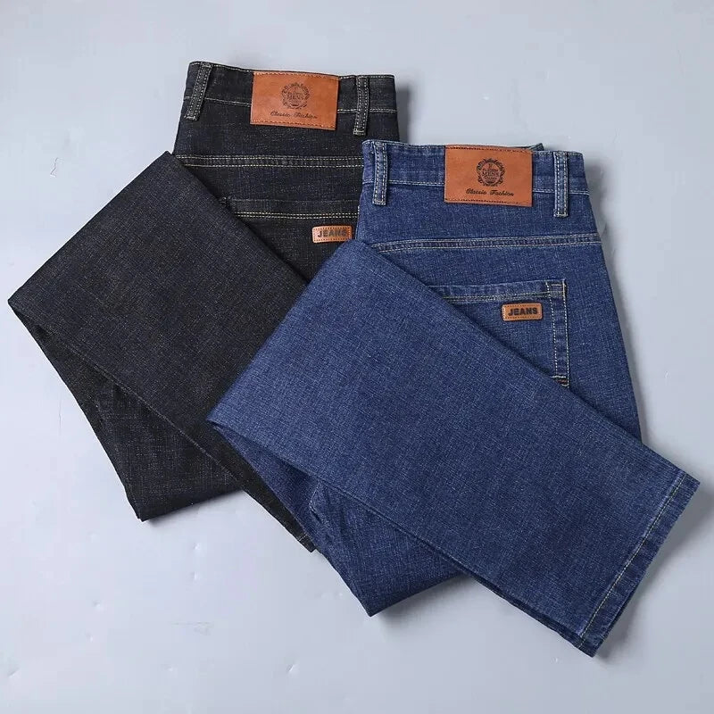 2025New Men Stretch Jeans Male Classic Elasticity Business jeans men fashion comfortable Solid slim straight long Denim pants Ürün ana görseli