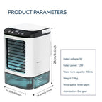 Compact Air Conditioner Fan Mini Evaporative Cooler with Ice Box & Large Water Tank USB Personal Cooler for Bedroom