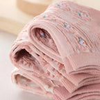 5 Pairs of Kawaii Cute Flower 3D Textured Ankle Socks - Vintage Style Thin Low Cut Hosiery for Womenity Pink Boat Socks Female