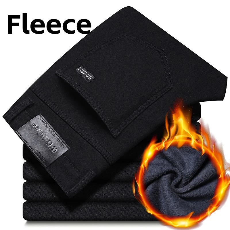 Wthinlee New Business Men's Jeans Casual Straight Stretch Fashion Classic Blue Black Work Pant Denim Trousers Male  Clothing