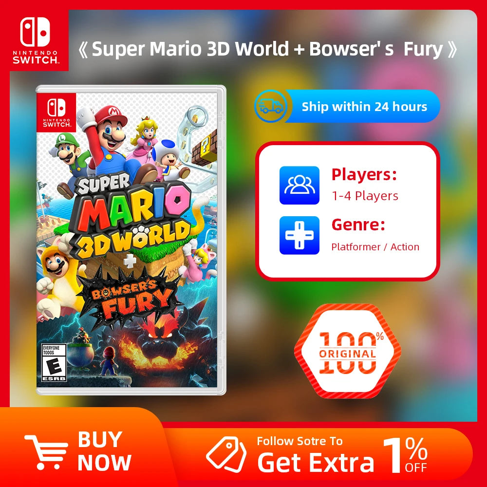 Super Mario 3D World Bowser Fury Nintendo Switch Game Deals Official Physical Game Card Action Genre for Switch OLED Lite Ürün ana görseli