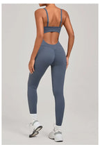Women's Yoga Jumpsuits Sports Fitness One-piece Beauty Back Strap Pocket Hip-lifting Slim Fit Running Workout Training Bodysuits