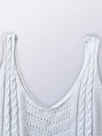 Spring Summer Casual V Neck Hollow Out Knitted Vest Solid Color Sleeveless Tops Orange Green White Khaki 2026 Women Clothes