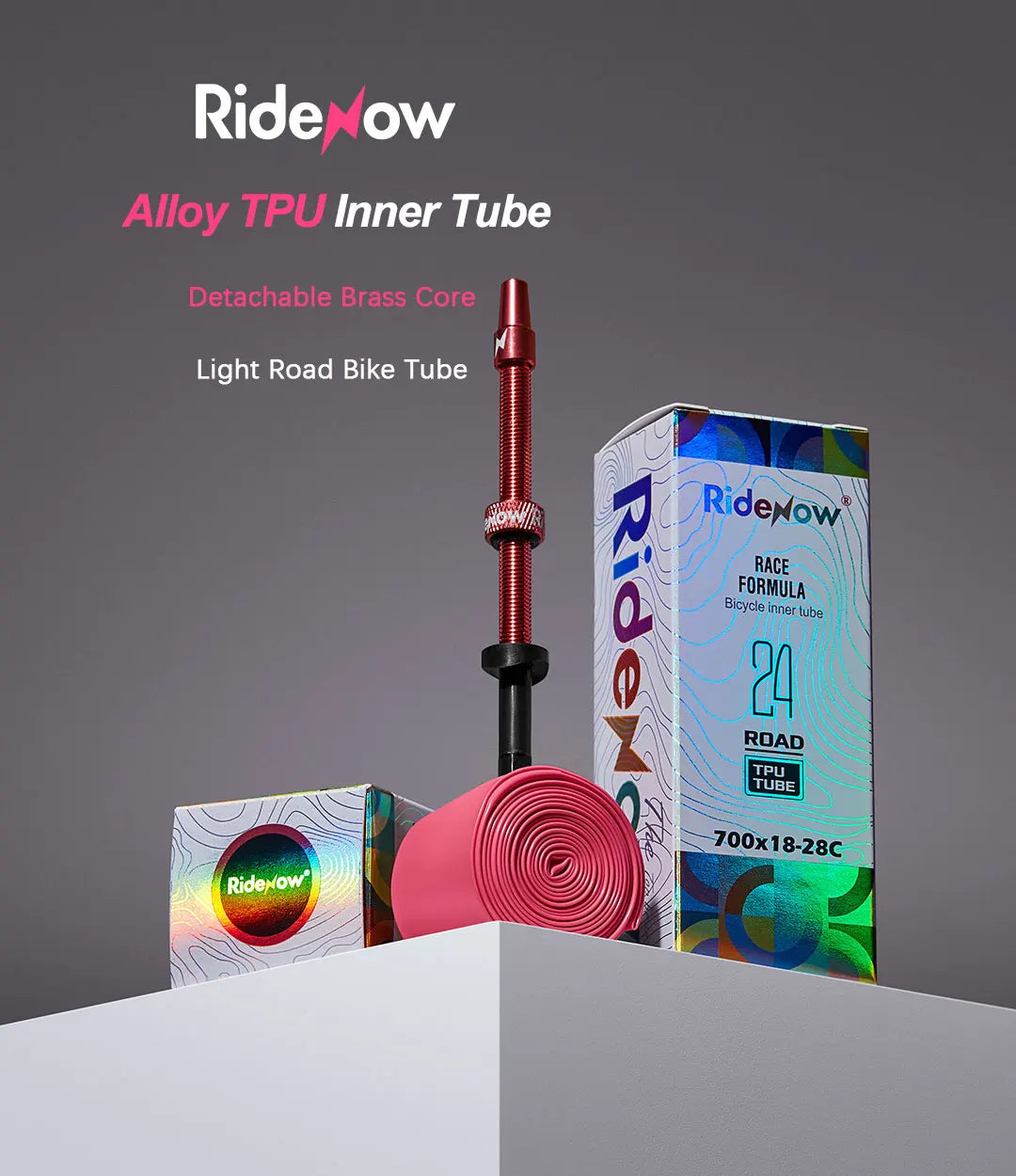 RideNow 700c Tpu Inner Tube 700Cx18-32C/32-47C Road Gravel Bike Plastic Valve & Removable Metal Valve Core External Thread Tube