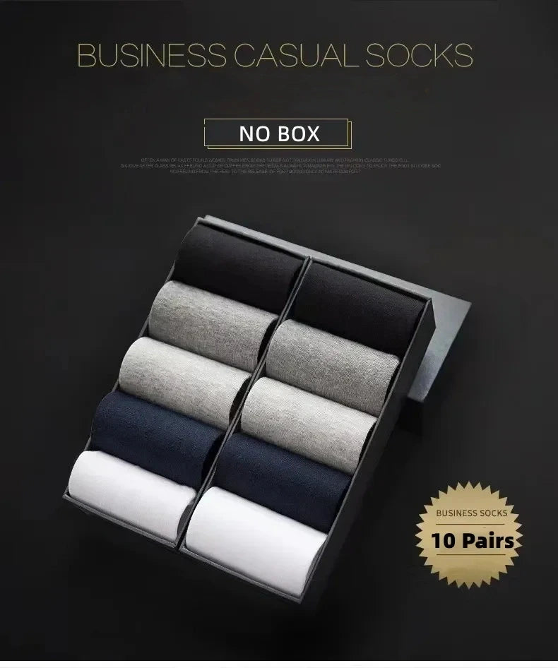 20Pcs/Lot Men's Pure Cotton Socks Plus Size Solid Color Casual Office Business Long Socks Breathable Soft Men's Socks EU39-48