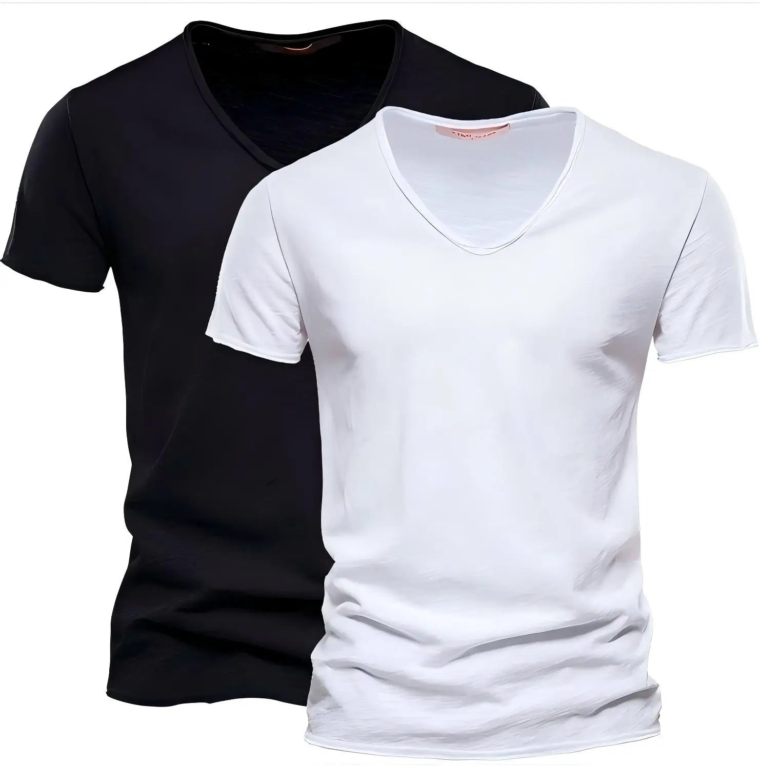 Spring Summer Cotton T Shirts Men 2025 Simple VNeck Stretch Solid New Tops Clothing Casual Tshirt Man Streetwear Cool Tee Shirts Main image