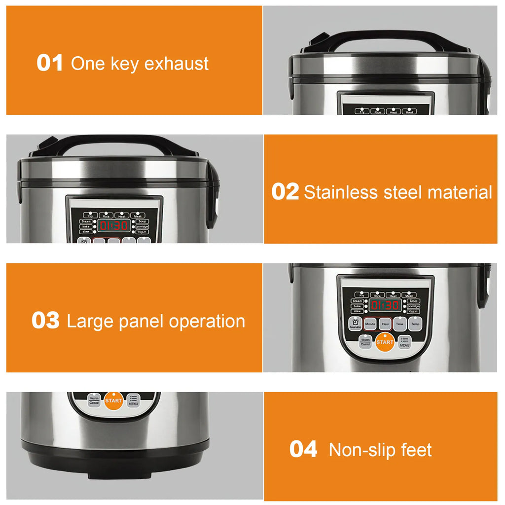 5L Electric Rice Cooker Smart Digital Portable Car Rice Cooker Truck Multi-Cooker Soup Porridge Cooking Food Steamer For Home