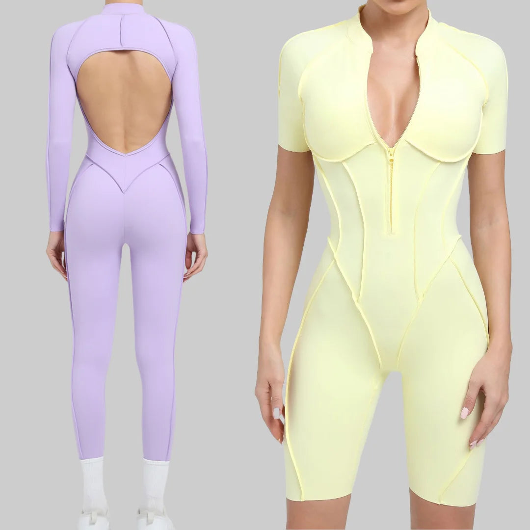 Women's Yoga Jumpsuit Hip Lift Sports Fitness Removable Padding Backless Zipper Leggings One-Piece Running Workout Gym Jumpsuit Main image