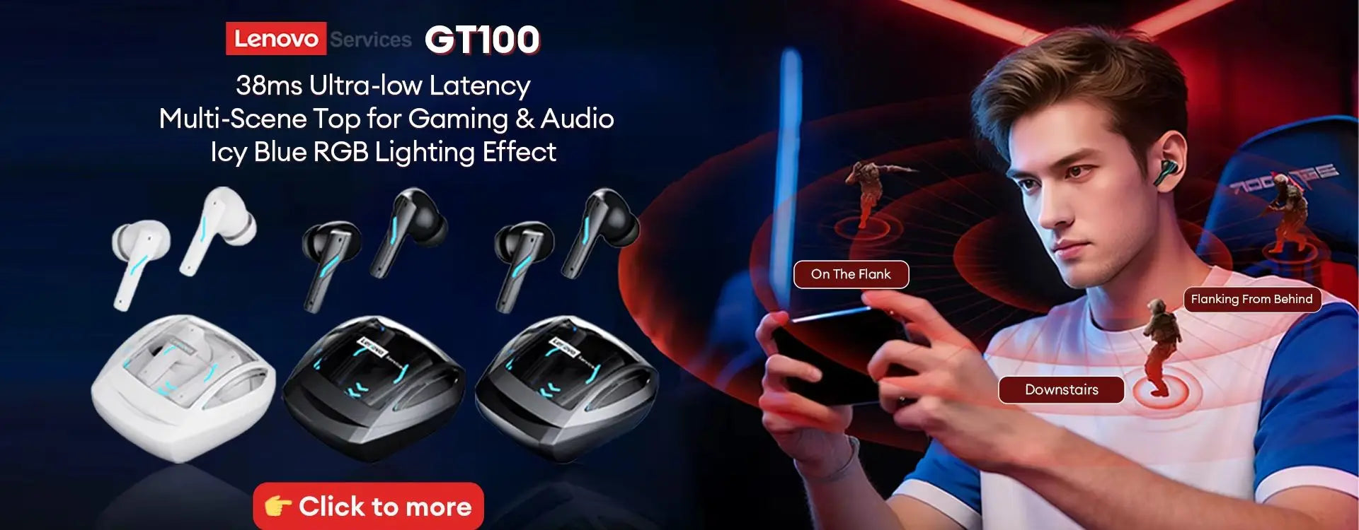 Lenovo LE503 OWS Wireless Earphones Bluetooth V6.0 Open-Ear Earphone ENC Noise Reduction Earbuds Waterproof Long Battery Life