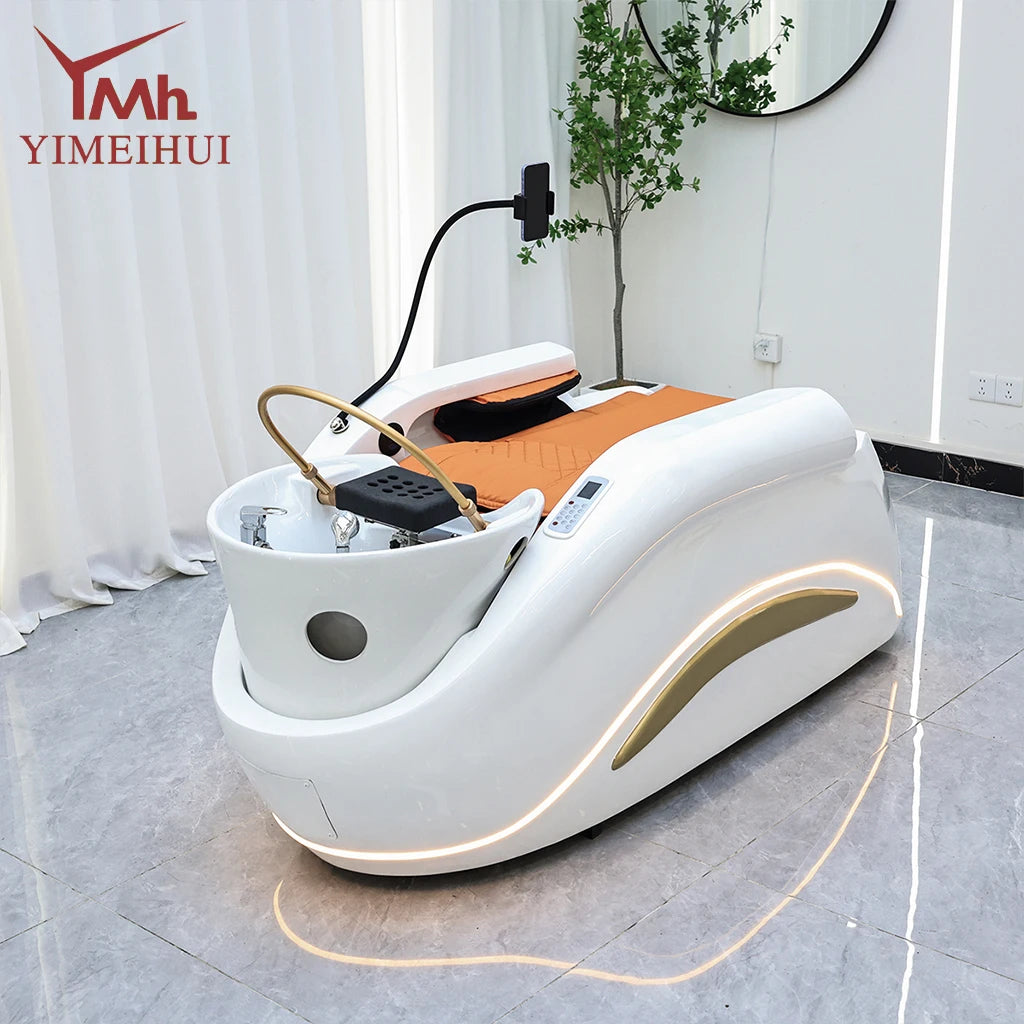 Professional Hot Sell Electric Lay Down Salon Head Spa Massage Shampoo Bed With Head Therapy and Steamer