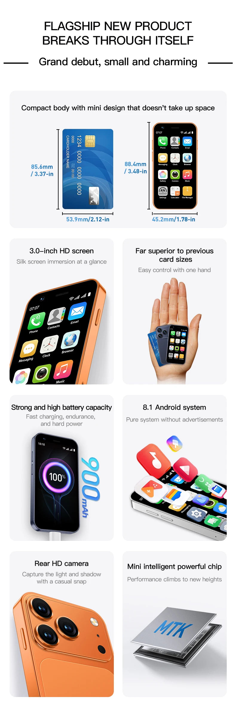 SERVO 18SE MINI 3G Pocket Smartphone Android System Google Play 16GB ROM 2MP Camera WiFi Super Small Smart Phones 2 SIM Standby