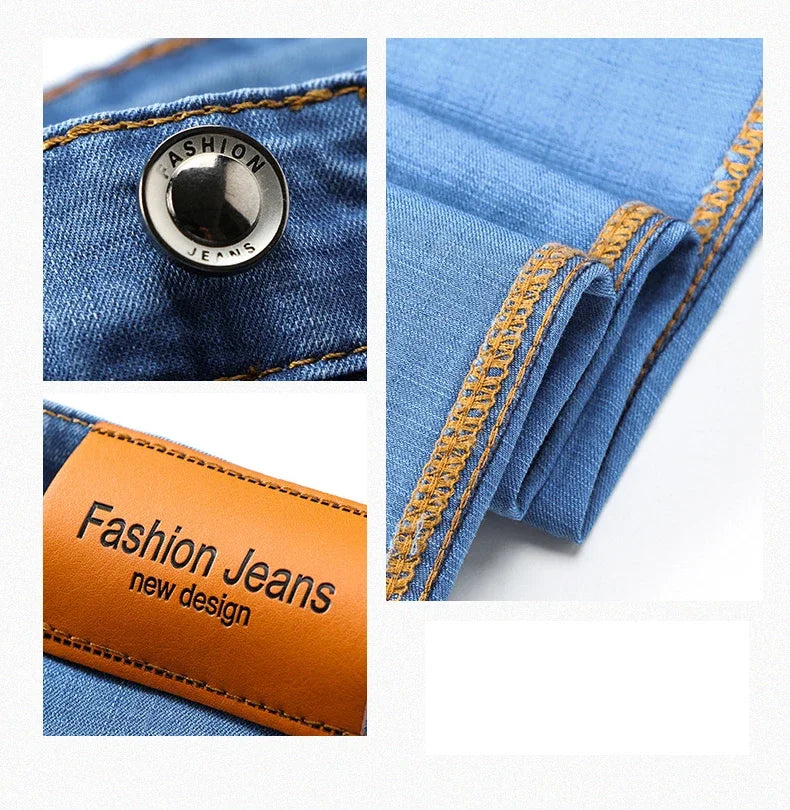 Man Pants Office Business Jeans Men Classic Blue Black Cotton Stretch Straight Denim Pants Male Brand Trousers