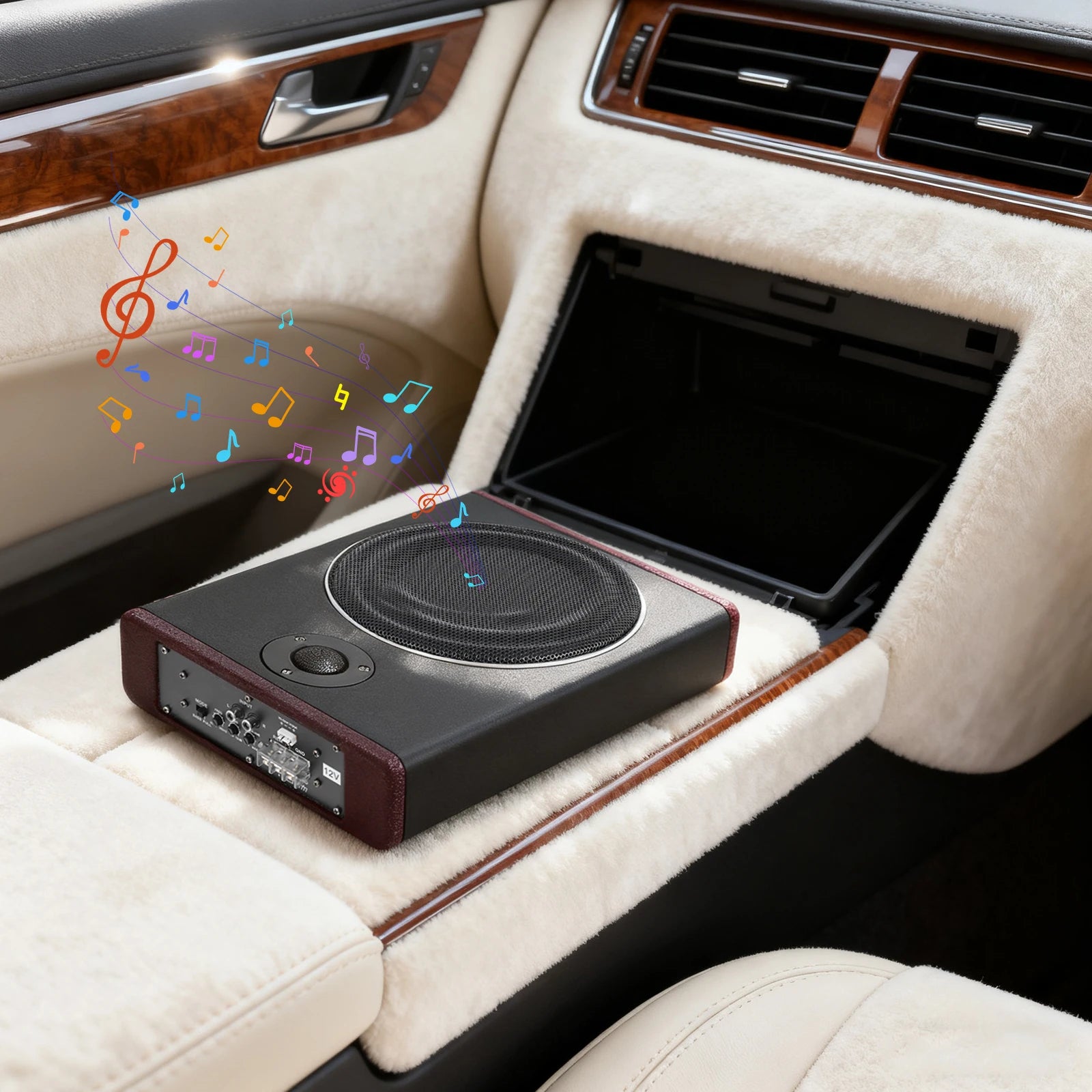 8 Inch Ultra Slim Car Subwoofer Under Seat 12V 600W Car Active Subwoofer Compact Car Bass Audio Car Stereo Amplifier Speaker Ürün ana görseli