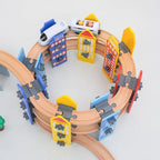 new Wooden Railway Track Set Electric Train Magnetic Car Diecast Slot Fit All Brand Biro Wood Track Assemble Toy Boy Gift