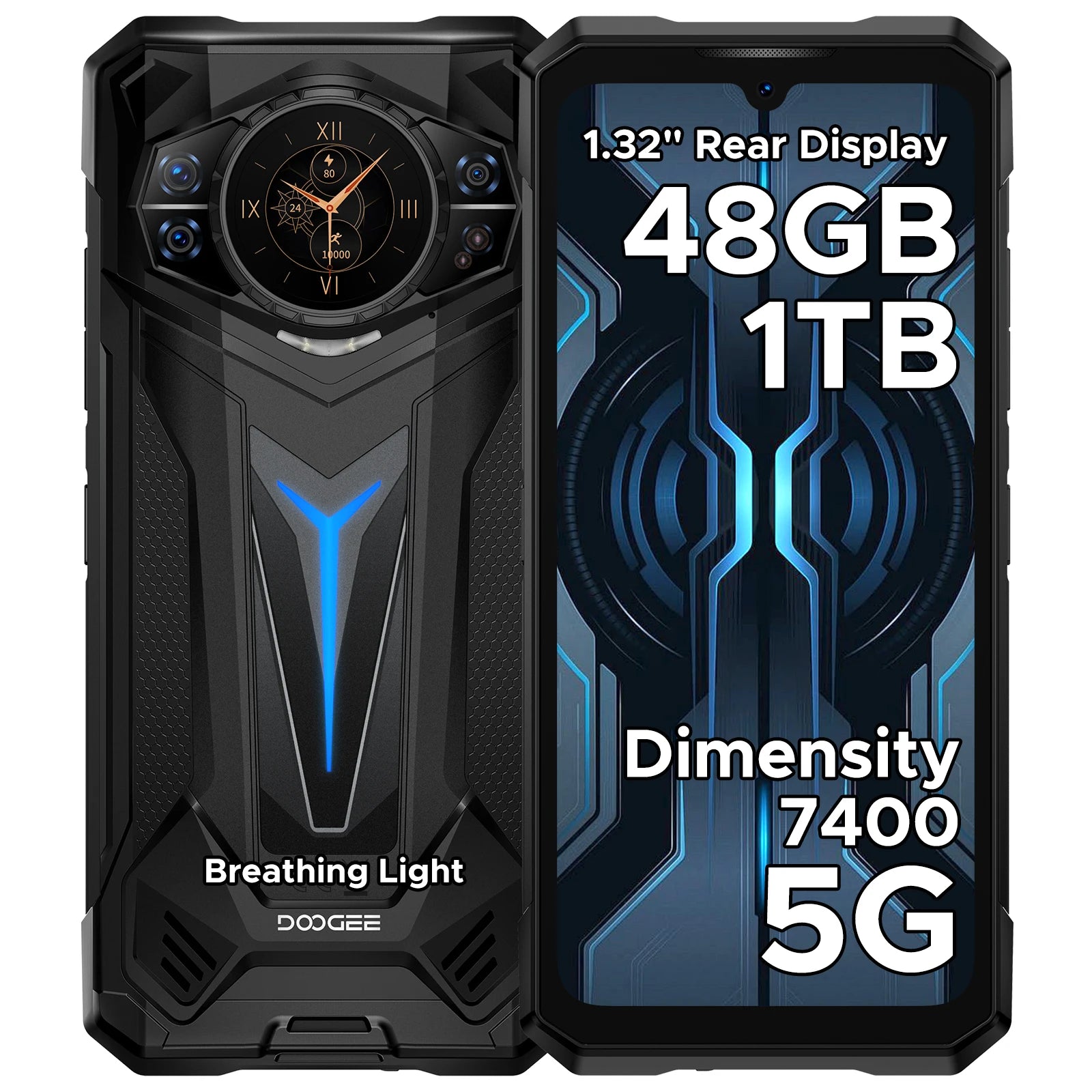 Phone robust DOOGEE S200 Ultra 5G AI 6,72 "Dimensity 7400 48 Go RAM (12 36) 1 To ROM battery 11000 mAh Android 15 NFC Smar