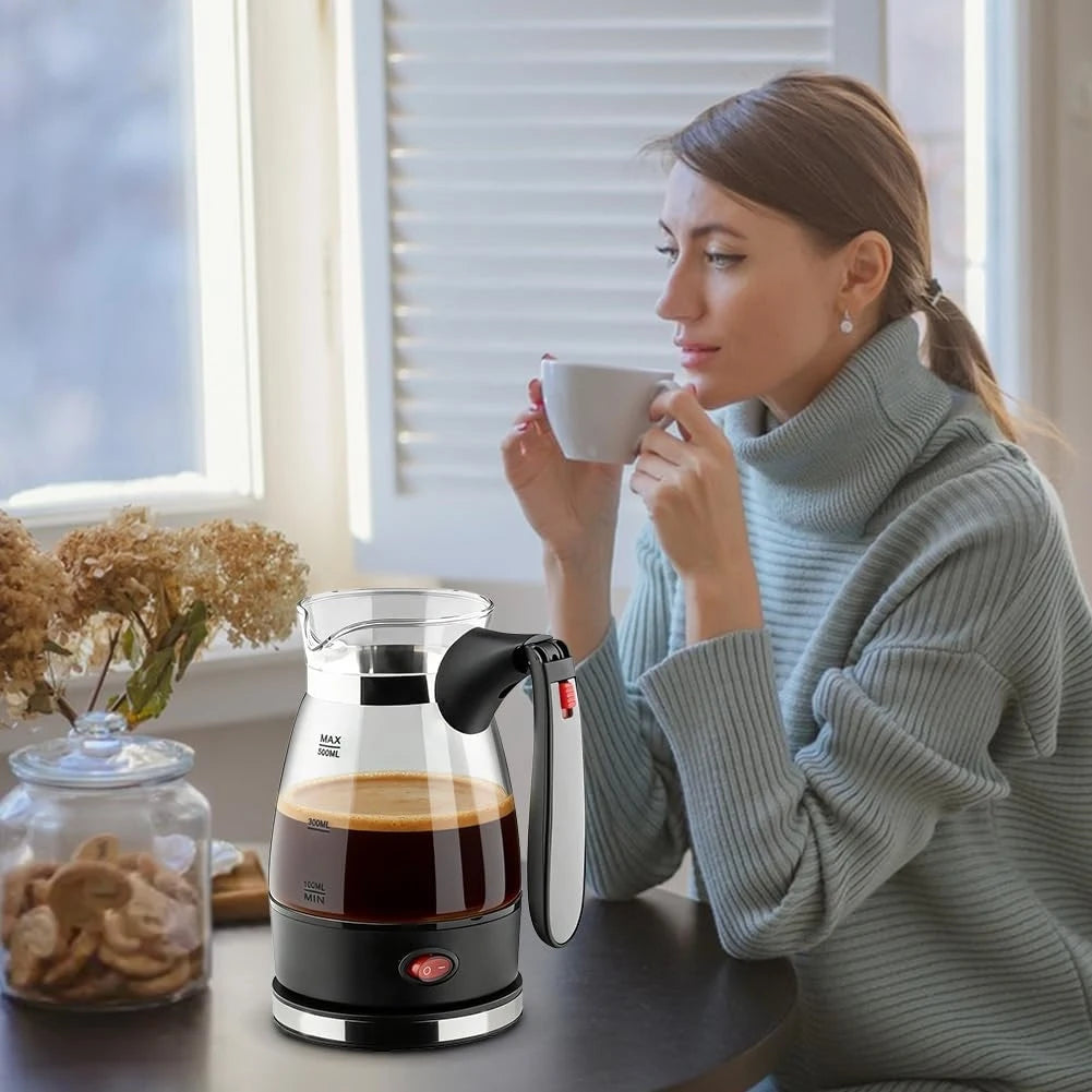 CKFAM-Electric Turkish Coffee Machine 500 Ml Espresso Maker With Handle Turkish Coffee Pot And Teapot EU Plug
