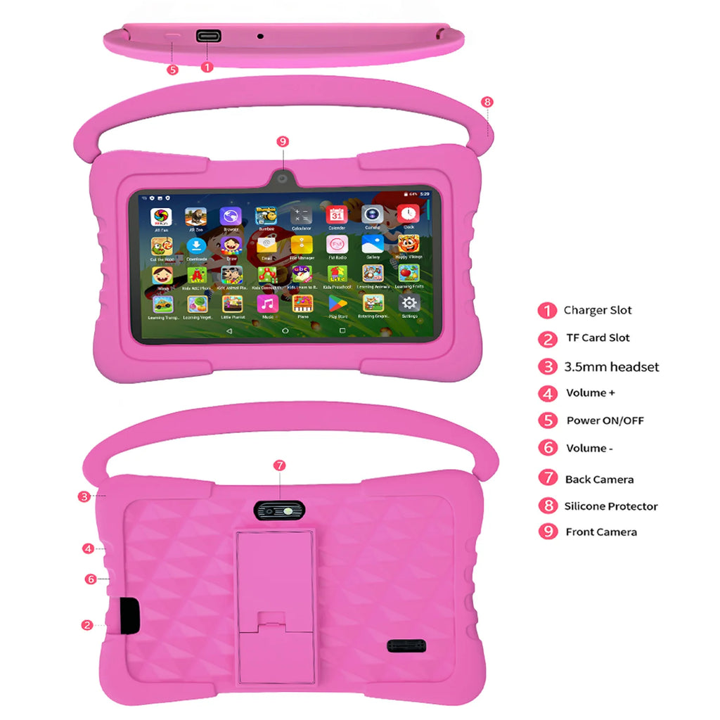 New 5G WiFi 7 Inch Kids Tablets Android 13 Quad Core 4GB RAM 64GB ROM 4000mAh Bluetooth Children's Gift Kids Software Tablet Pc