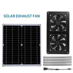 High Efficiency Outdoor Solar Panel Dual Exhaust Fan for Dog Warehouse RV Greenhouse Fan Air Pump Cooling Temperature