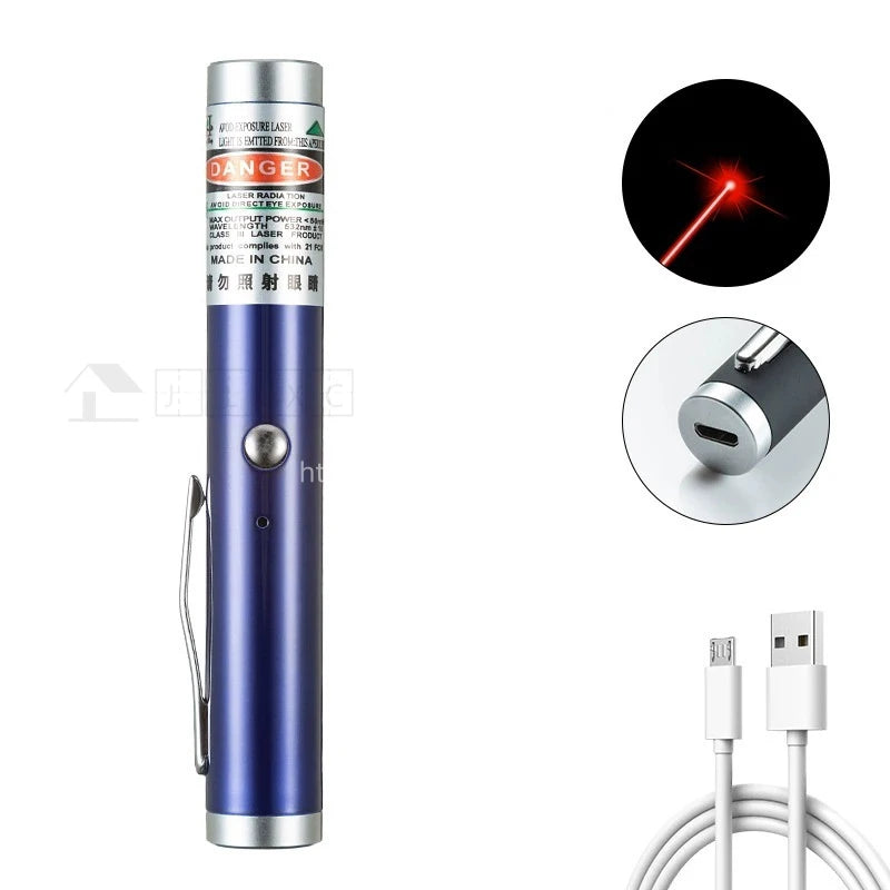 Portable USB Green Laser-Pointer 2 In 1 Detachable Lamp Holder Mini Laser Pen Visible Focus Red Combination For Hunting