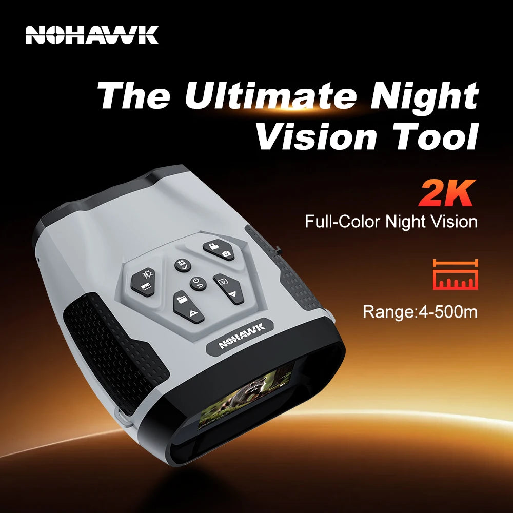 NOHAWK 2K Digital Night Vision Binoculars with Laser Rangefinder 4 Level Infrared Adjustable, Photo/Video Recording for Hunting Main image
