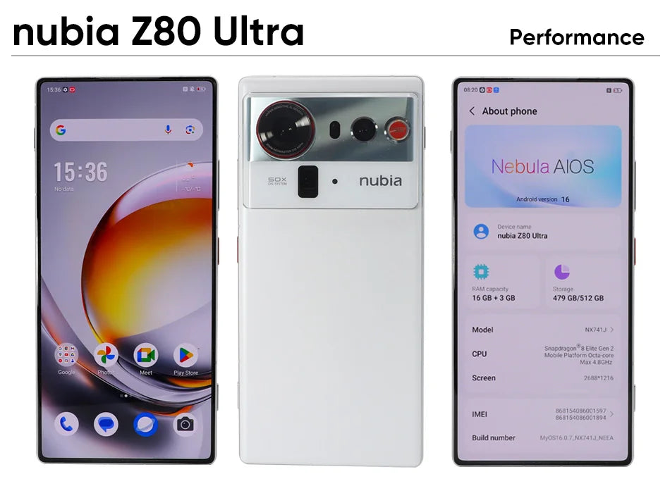 Global Version Zte Nubia Z80 Ultra 5g Snapdragon 8 Elite Gen 5 7200Mah 6.85'' 144Hz Oled Display 90W Fast Charging 64Mp+50Mp Ai Camera Nfc Google Play
