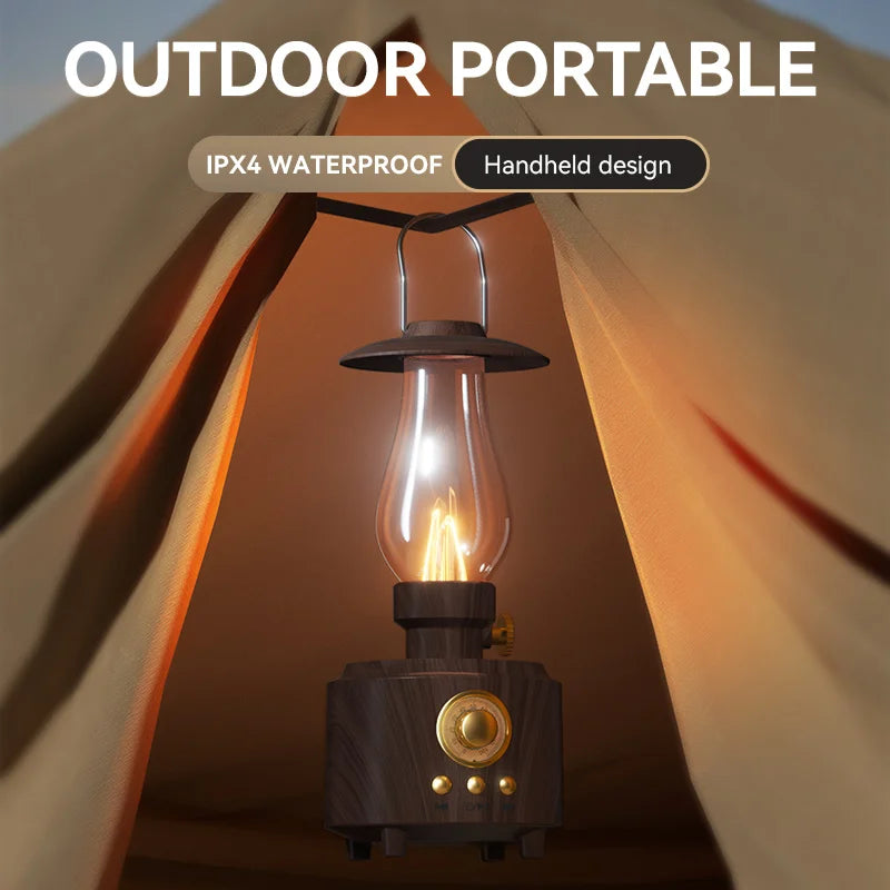 Retro Lamp Style Wireless Bluetooth Speaker with Portable FM Radio and USB Port Bluetooth 5.3 Suitable for Camping Home Decor