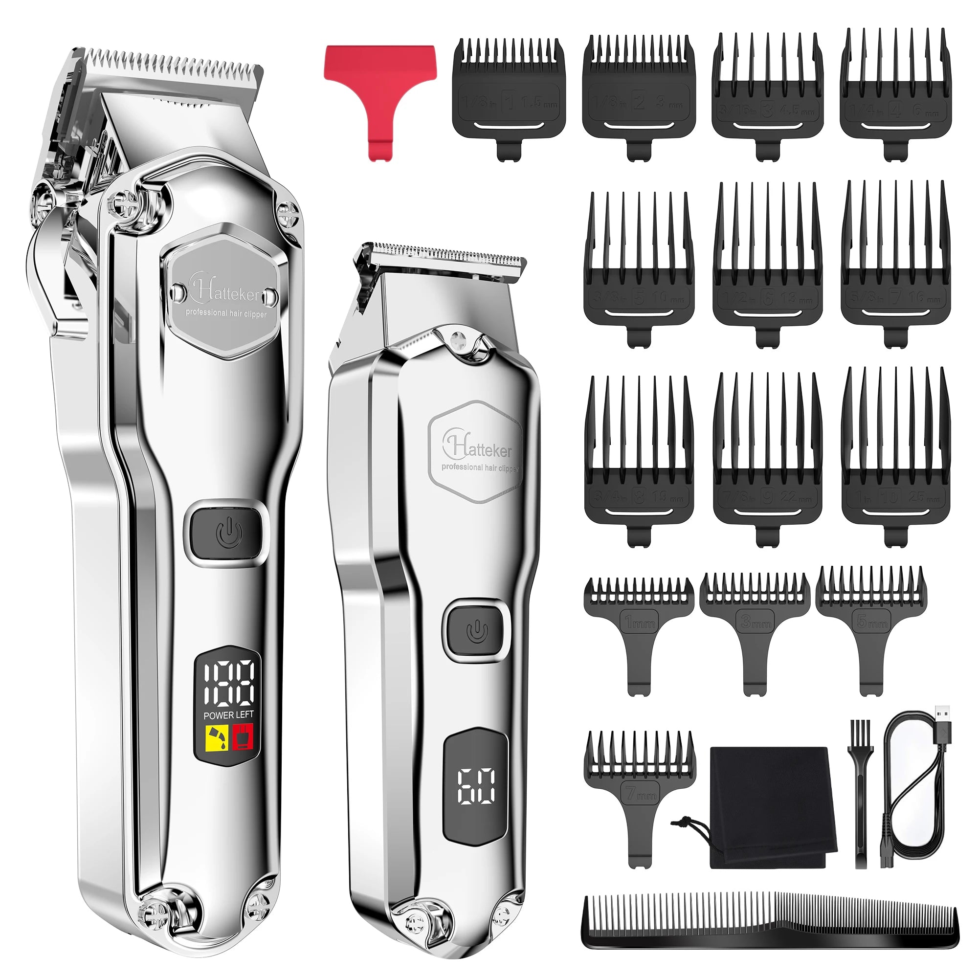 HATTEKER Professional Hair Clipper for Men Cordless Metal Barber Clipper and Trimmer Set Clipper for Hair Cutting Kit Ürün ana görseli