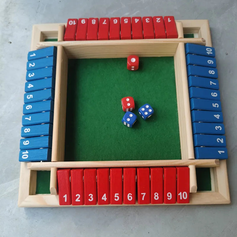 Four-Sided Flip Card Games Intellectual Educational Game Box Dice Toys Parent-Child Games Shut Wooden Number Game Board Games