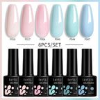 LILYCUTE 6PCS Gel Nail Polish Set Summer Neon Nail Gel Kits For DIY Nail Vernis Semi Permanent UV Lamp Gellak Nail Varnish Set