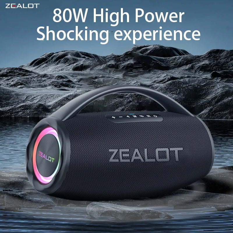 ZEALOT-S97 80W Portable Outdoor Bluetooth Speaker, HiFi Sound, Subwoofer, Dual Pairing, Fast Charging, 16000mAh Battery
