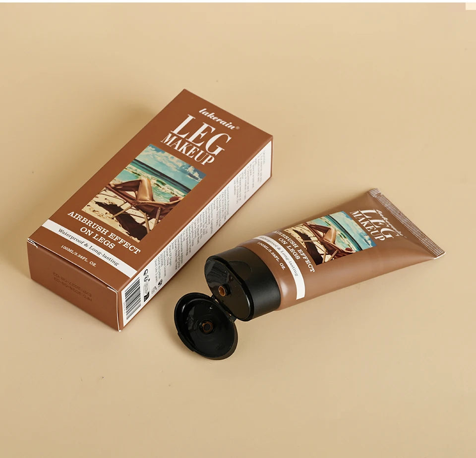 Waterproof Body Foundation With Free Powder Puff Bronze Leg Makeup Long Lasting Tanning Cream 100ml 3 Colors