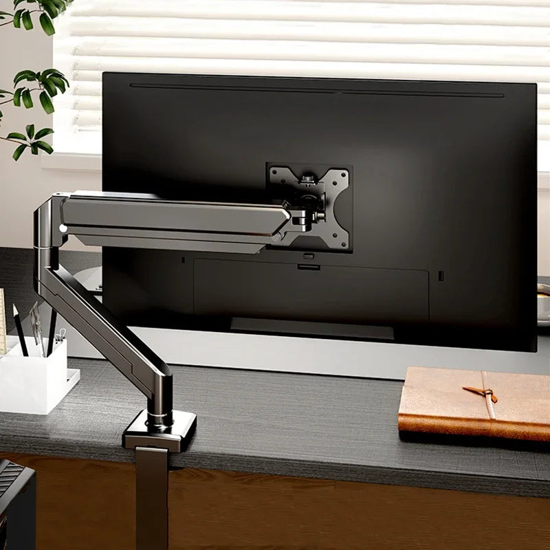 Single Monitor Mount for 13″–35″ Screens, Height Adjustable Monitor Arm with C-Clamp & Grommet Base, Home Office Monitor Stand