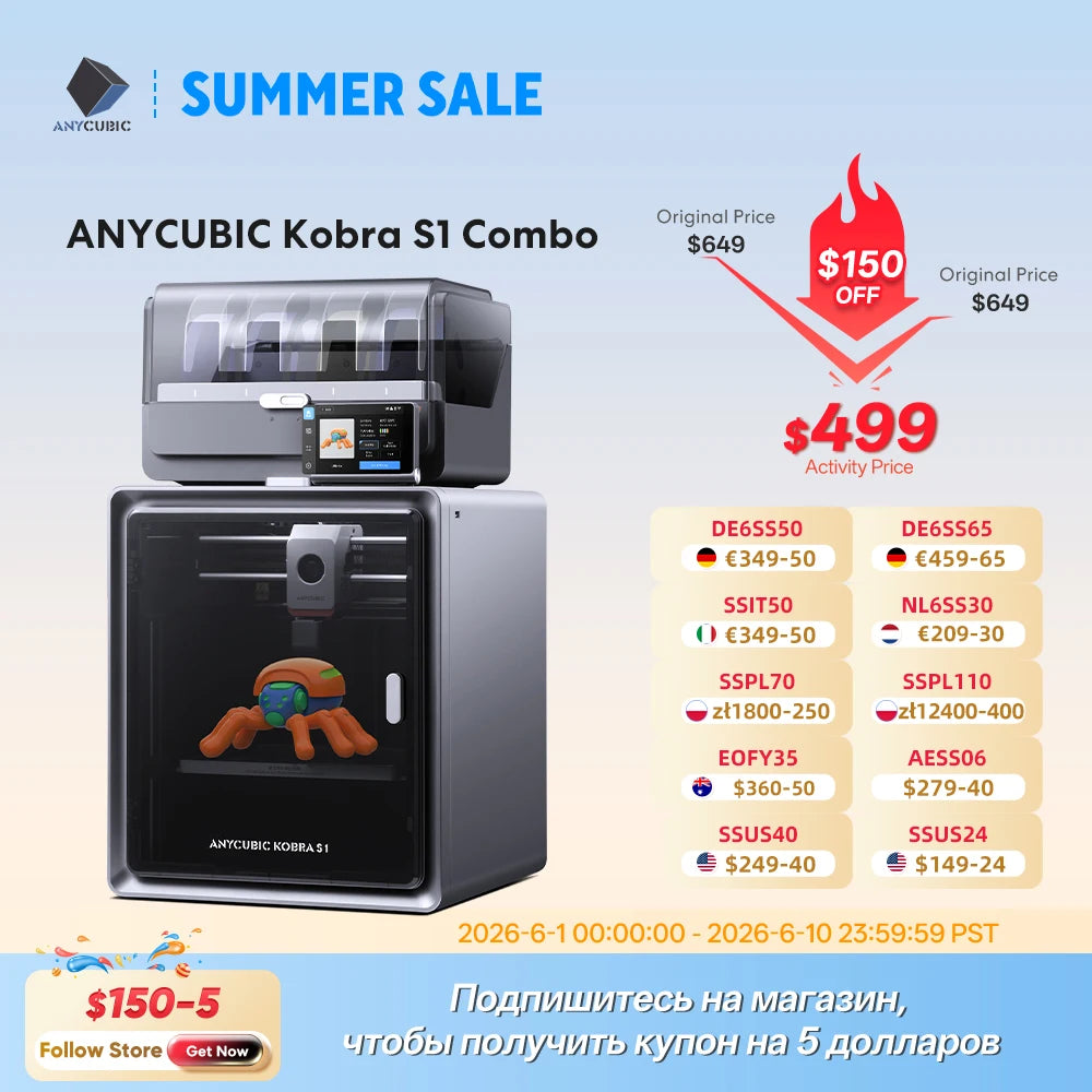 Anycubic Kobra S1 Combo Multi-Color 3D Printer High Precision Core XY Stable Structure Ultra-Quiet Max Speed 600mm/s 3D Printer Ürün ana görseli