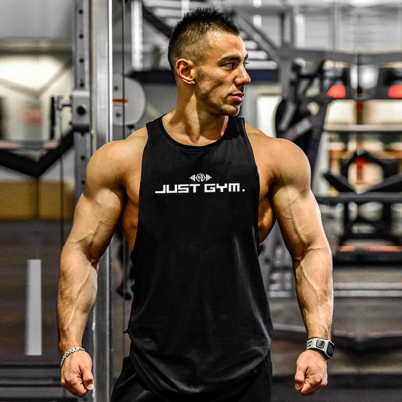 Summer Bodybuilding Tank Tops Workout Stringer Sleeveless Shirts Fitness Mens Gym Clothing Cotton Breathable Sport Muscle Vests Ürün ana görseli
