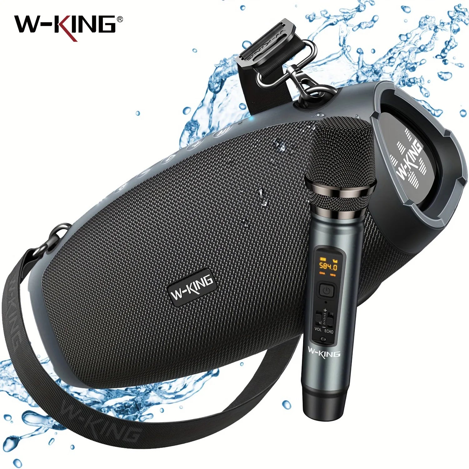 W-KING (120W PEAK)70W Portable Loud Bluetooth Speakers with Wireless Microphone,  Waterproof Outdoor Wireless Bluetooth Main image