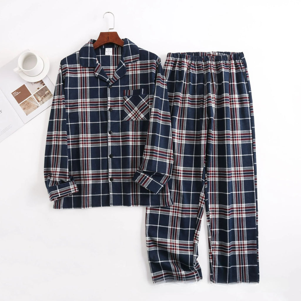 Men's Home Suits Long-sleeved Trousers Suits for Autumn and Winter Pijamas for Men Flannel Plaid Design Pajamas for Men