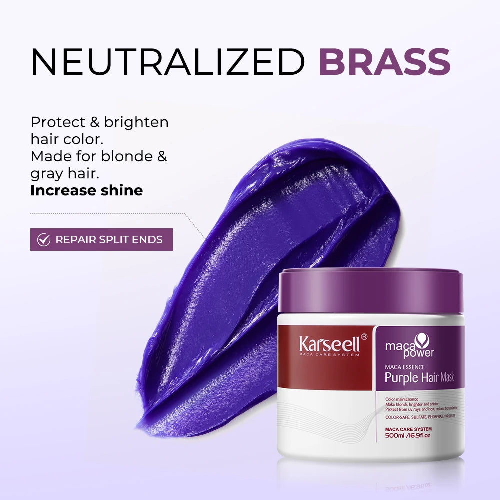 Karseell Purple Hair Mask 100ml/500ml Professional Neutralizes Brass Yellow Tones  For Blonde Silver Gray Highlighted Hair Ürün ana görseli