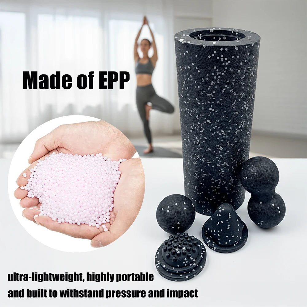 5-in-1 Fascia Roller Set Muscle Recovery Set-Vibrating Foam Roller&Peanut Massage Ball for Back,Neck,Leg Yoga Workout