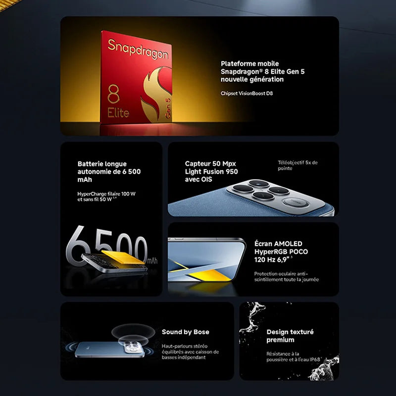 POCO F8 Ultra 5G, NFC,16+512GB,6.9" 120Hz AMOLED Screen,50 MP Light Fusion 950 Sensor with OIS, 6500 mAh Battery, IP68